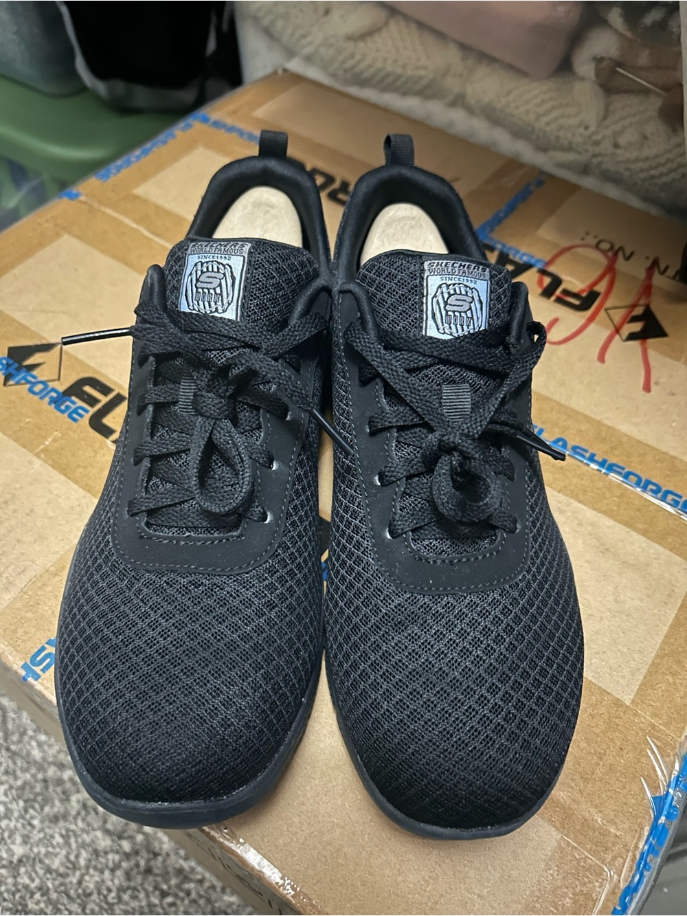 Skechers Wide Fit Slip Resistant Sneakers with Air Cooled Memory Foam